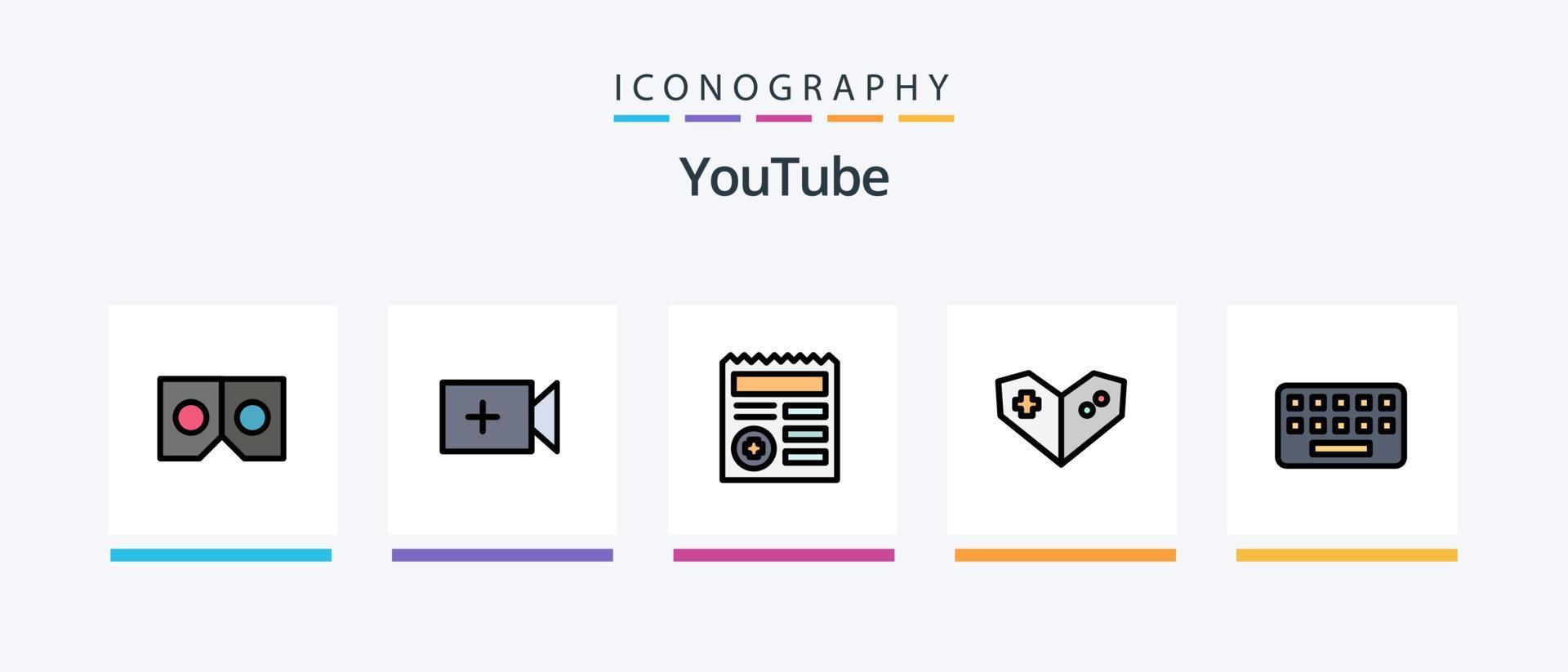 ligne youtube remplie de 5 packs d'icônes, y compris de base. ui. 3d. basique. discuter. conception d'icônes créatives vecteur