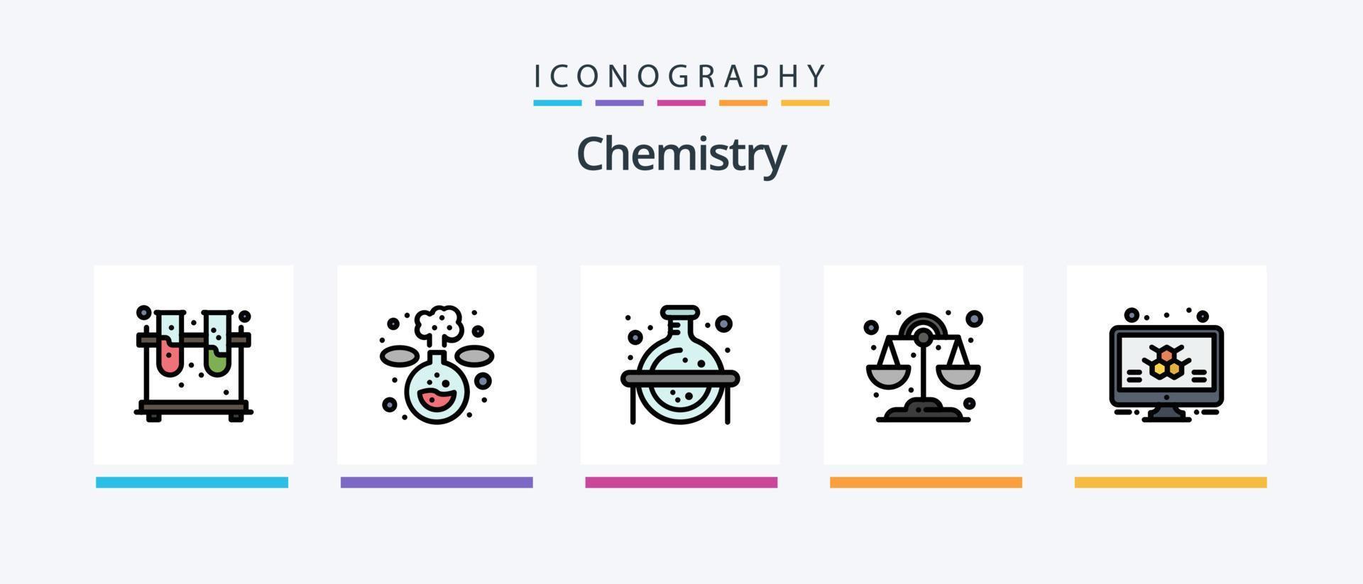 ligne de chimie remplie de 5 packs d'icônes, y compris le nouvel an. Nouveau. nouvelle année. chinois. chinois. conception d'icônes créatives vecteur