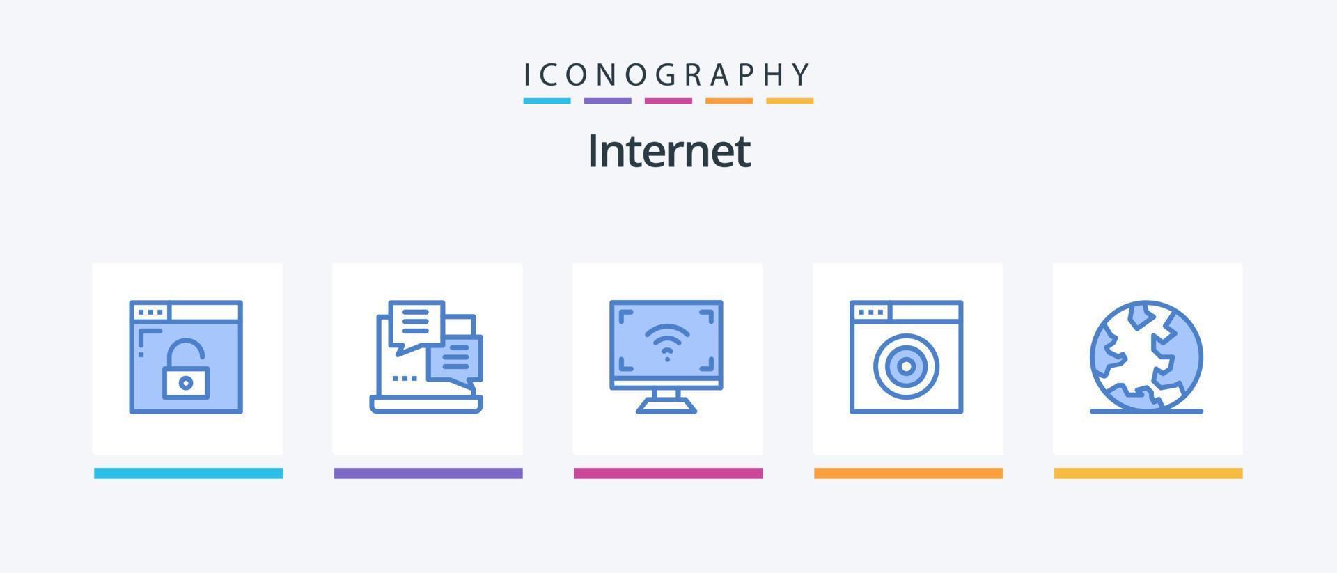 pack d'icônes internet bleu 5 incluant internet. cible. électronique. l'Internet. la télé. conception d'icônes créatives vecteur