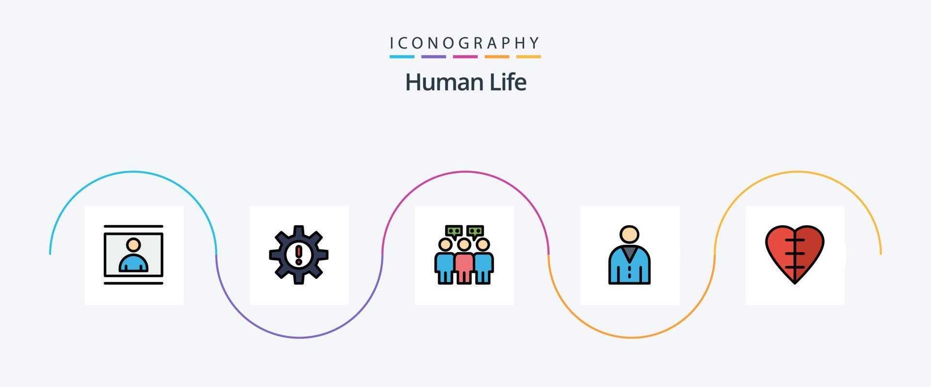 pack d'icônes plat 5 rempli de ligne humaine, y compris l'utilisateur. interface. Ressources. Humain. équipe vecteur