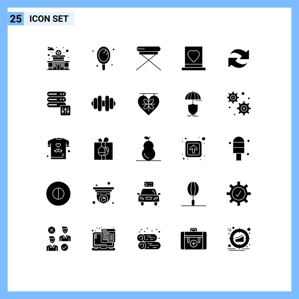 25 concept de glyphe solide pour les sites Web mobiles et les applications recharger passion meubles chapeau de mariage éléments de conception vectoriels modifiables vecteur