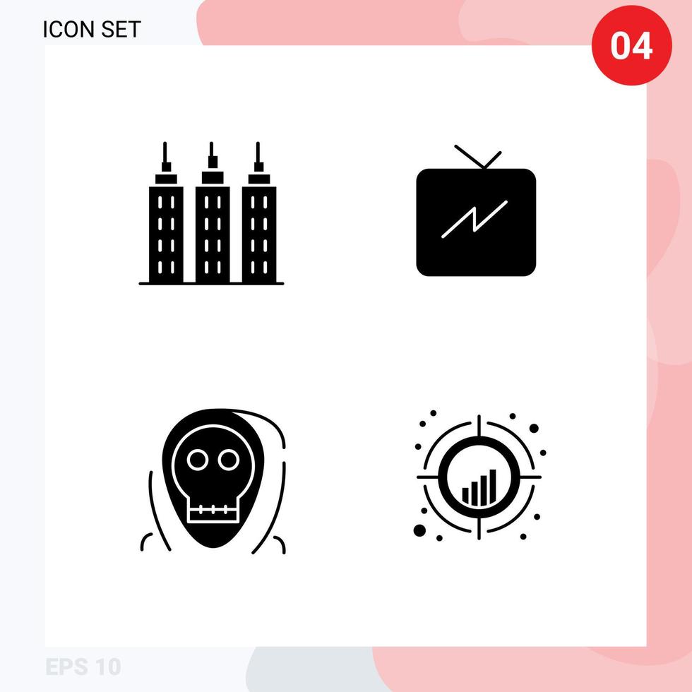 4 icônes créatives signes et symboles modernes de construction halloween twitter dead chart éléments de conception vectoriels modifiables vecteur