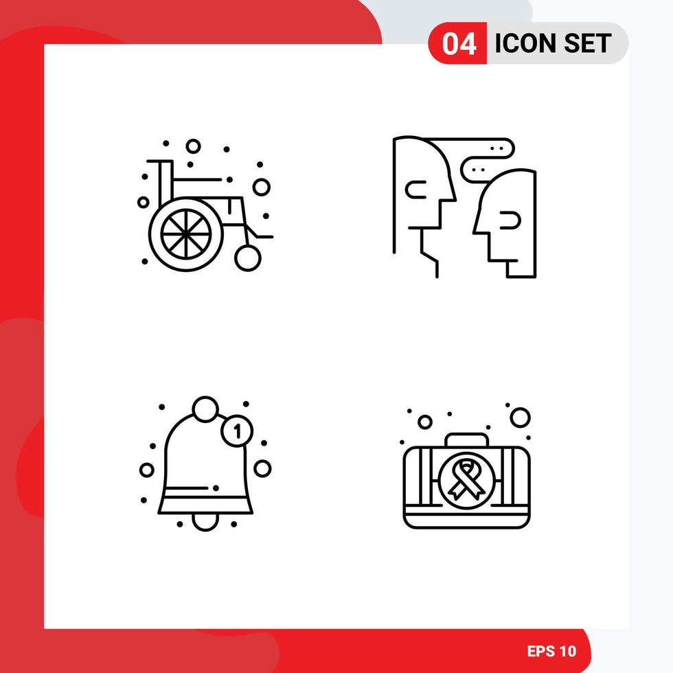 pack de 4 symboles universels du kit d'interaction cérébrale de l'utilisateur médical éléments de conception vectoriels modifiables vecteur