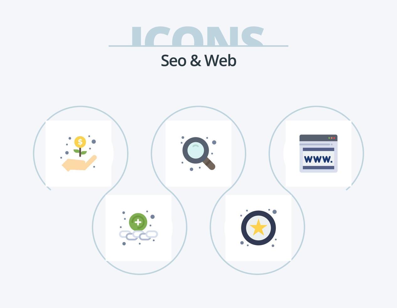 pack d'icônes plates seo et web 5 conception d'icônes. . . de l'argent. page Web. référencement vecteur