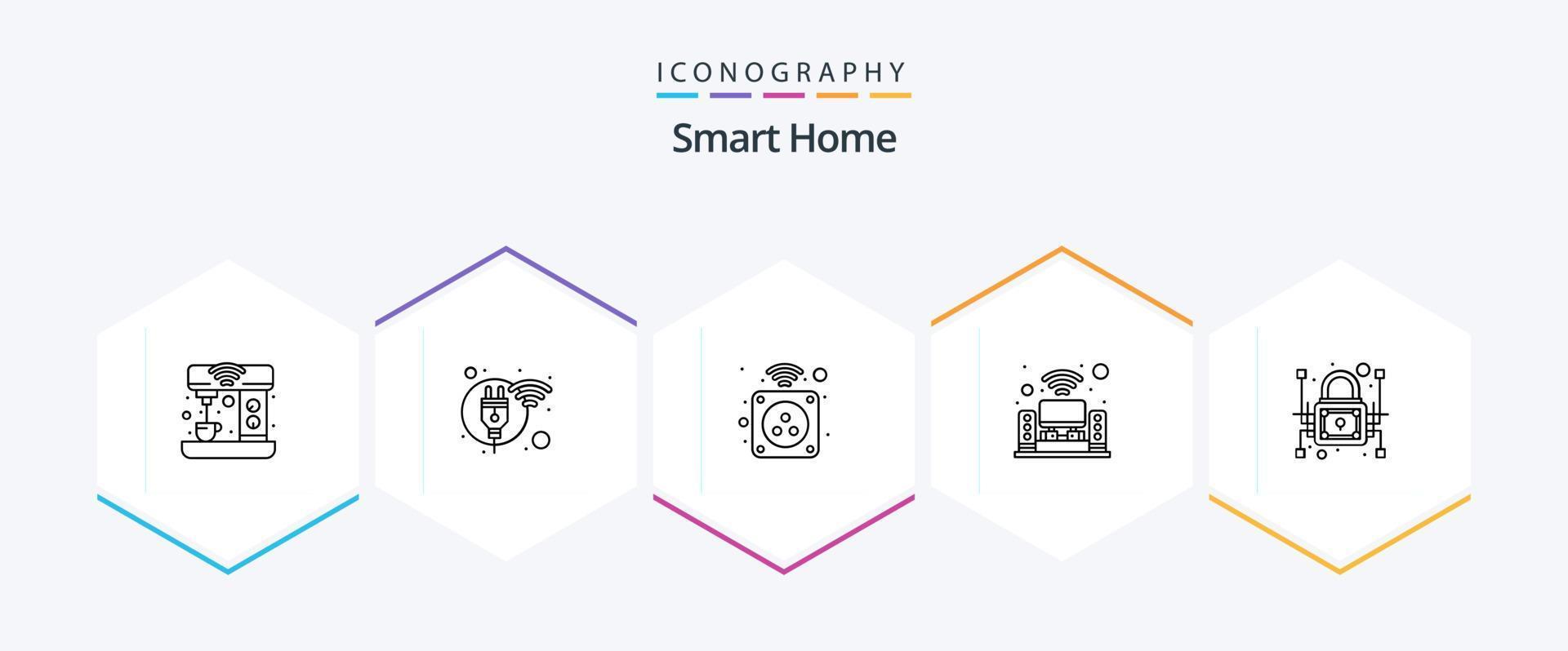 pack d'icônes smart home 25 lignes comprenant de la musique. cinéma maison. renouvelable. Puissance. domicile vecteur