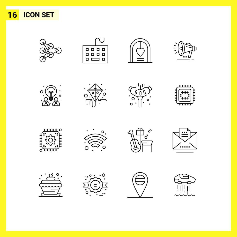 16 icônes créatives signes et symboles modernes d'annonce haut-parleur clavier haut-parleur mariage éléments de conception vectoriels modifiables vecteur
