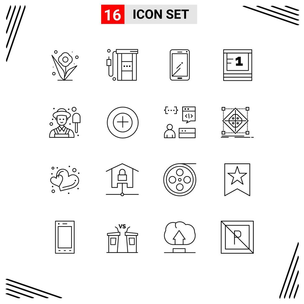 pack de 16 signes et symboles de contours modernes pour les supports d'impression Web tels que le conseil de voyage d'étude scolaire huawei éléments de conception vectoriels modifiables vecteur