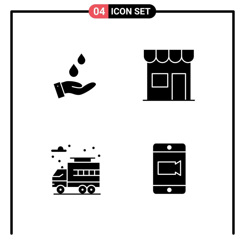 4 icônes créatives signes et symboles modernes d'éléments de conception vectoriels modifiables de camion de marché de puissance de la ville purifiée vecteur