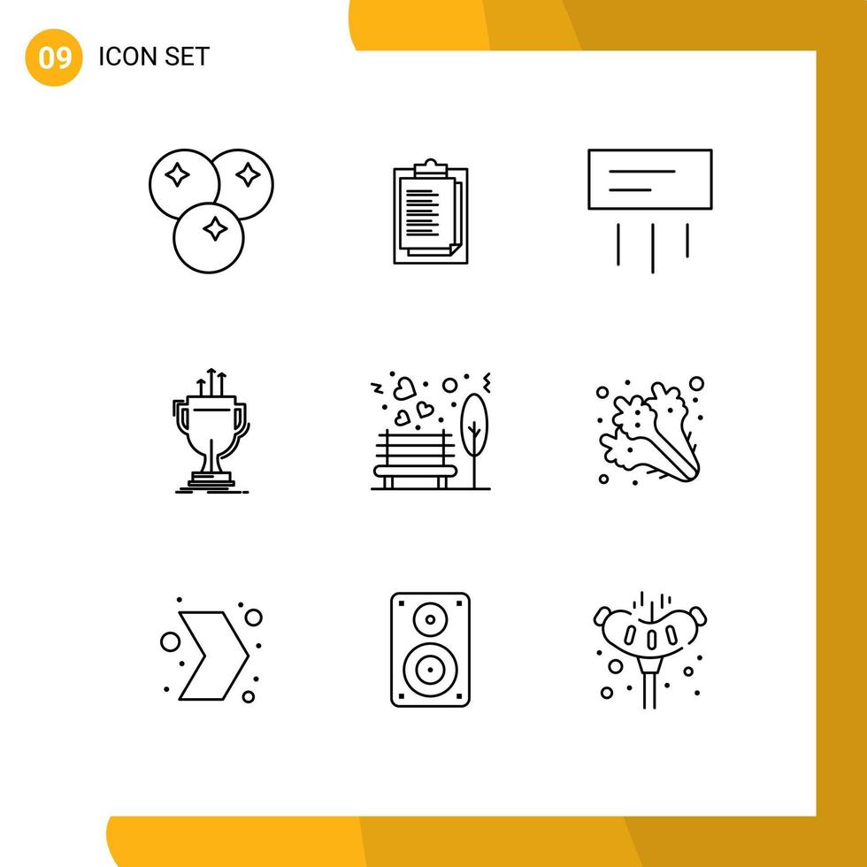 pack d'interface utilisateur de 9 contours de base d'éléments de conception vectoriels modifiables pour le prix de la coupe d'air de bord de banc vecteur