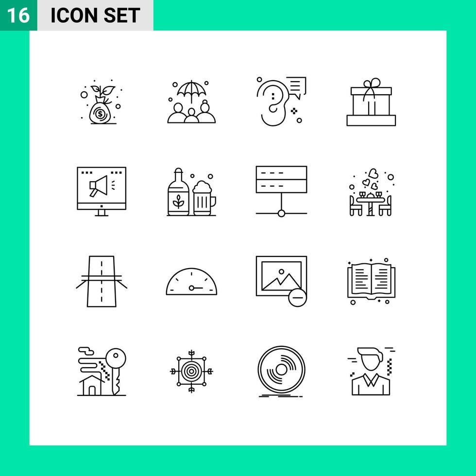 pack de 16 signes et symboles de contours modernes pour les supports d'impression Web tels que la publicité nature communication cadeau de pâques éléments de conception vectoriels modifiables vecteur