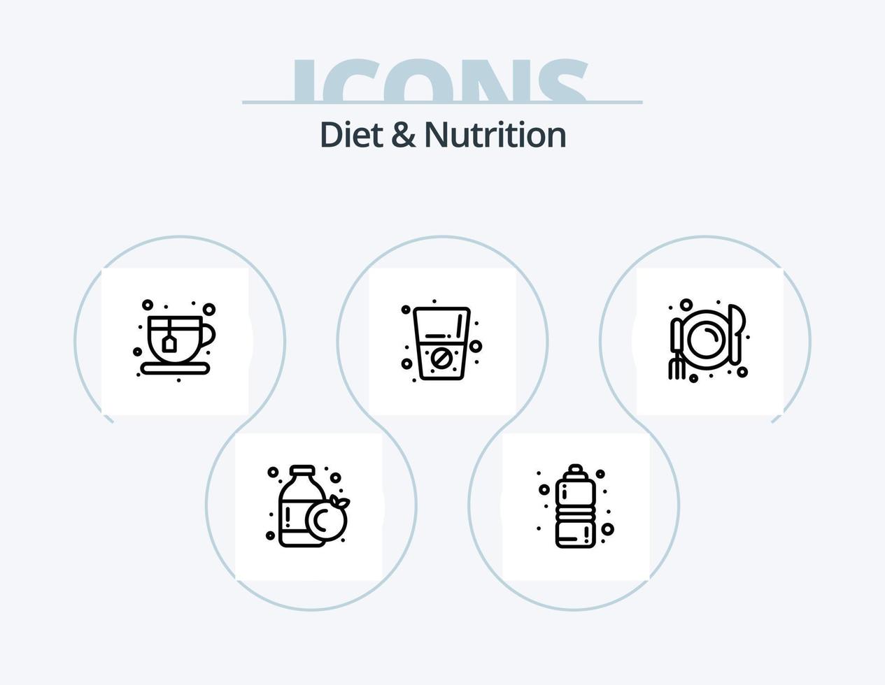 pack d'icônes de ligne de régime et de nutrition 5 conception d'icônes. diète. oeufs bouillis. diète. boîte. non vecteur