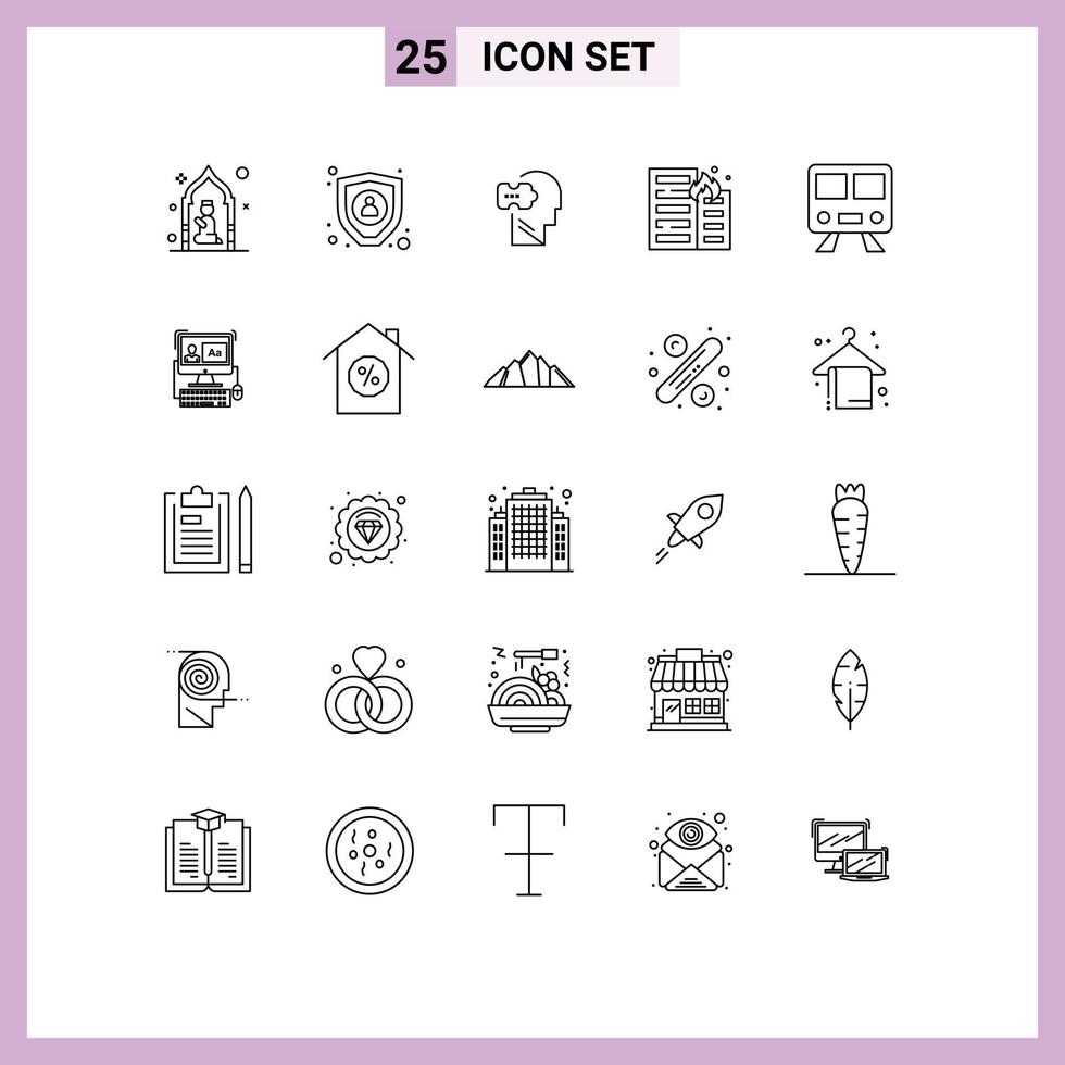 25 icônes créatives signes et symboles modernes de cartes maison logique flamme brûlant des éléments de conception vectoriels modifiables vecteur