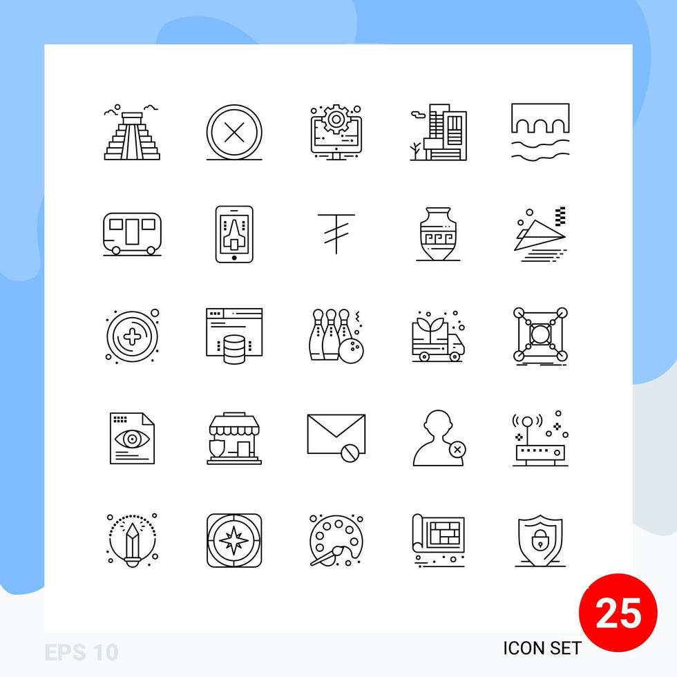 concept de 25 lignes pour les sites Web mobiles et les applications pont réel supprimer le paramètre de construction éléments de conception vectoriels modifiables vecteur