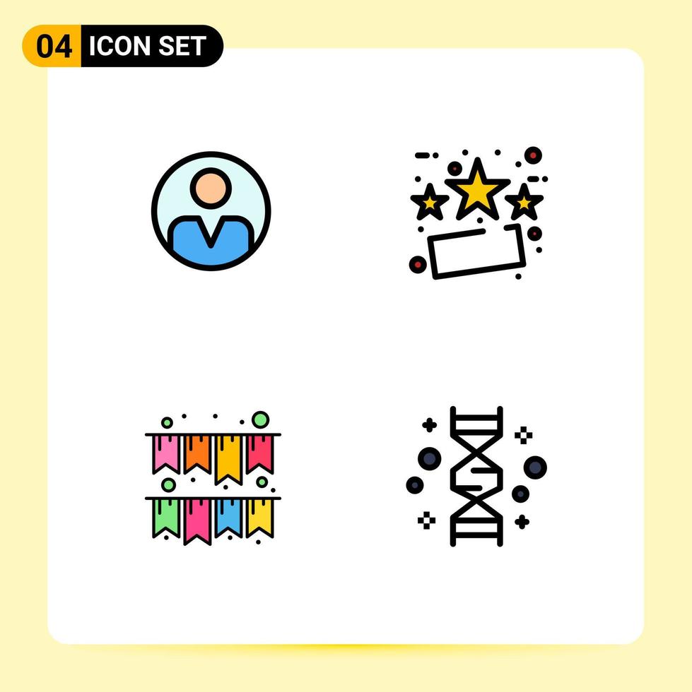 groupe de 4 signes et symboles de couleurs plates remplies pour les éléments de conception vectoriels modifiables de chromosome de pourcentage d'utilisateur de guirlande personnelle vecteur