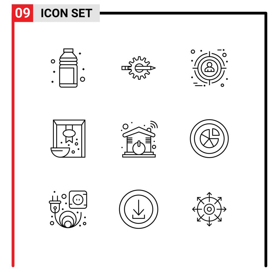 ensemble moderne de 9 contours pictogramme d'éléments de conception vectoriels modifiables de mise au point cible de conception d'utilisateur de céréales vecteur