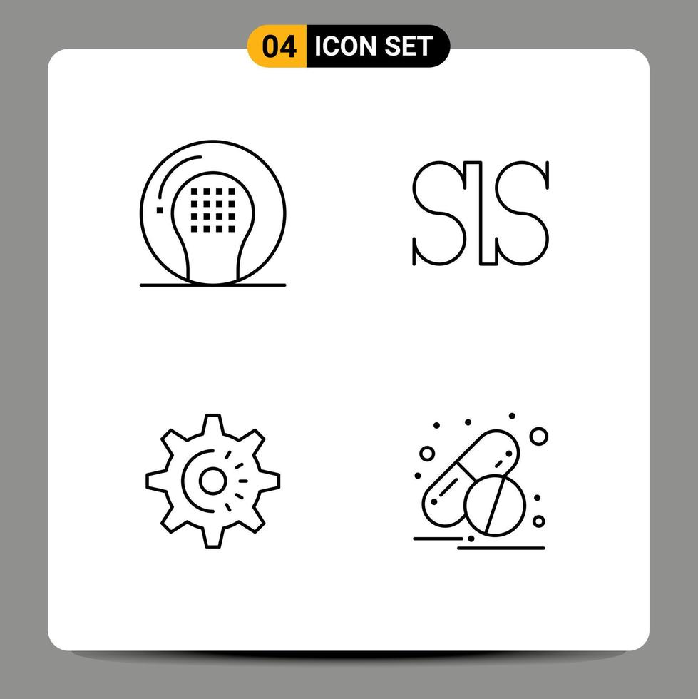 groupe de 4 couleurs plates modernes remplies pour les activités jeu d'engrenage idée crypto éléments de conception vectoriels modifiables vecteur