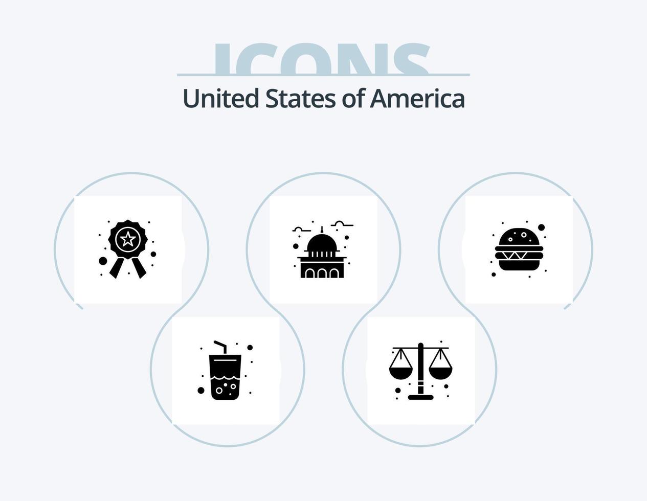 usa glyph icon pack 5 icon design. Burger. Etats-Unis. badge. point de repère. imeuble vecteur