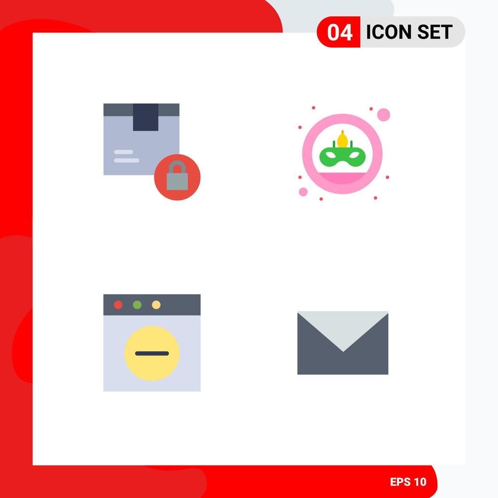pack de 4 icônes plates créatives d'éléments de conception vectoriels modifiables de pièce de produit d'application de boîte mac vecteur