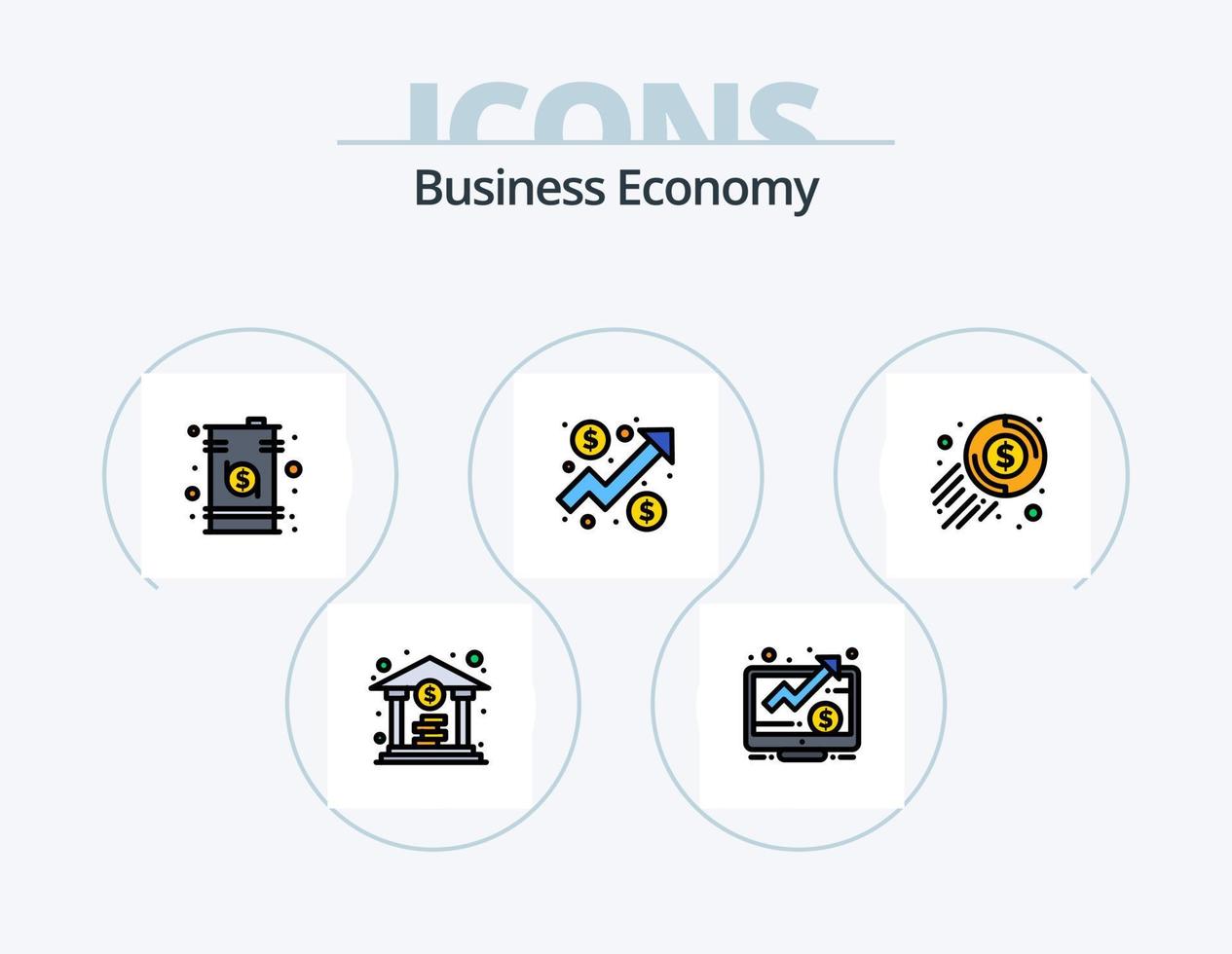pack d'icônes remplies de ligne économique 5 conception d'icônes. Sécurité. en ligne. graphique. surveiller. croissance vecteur