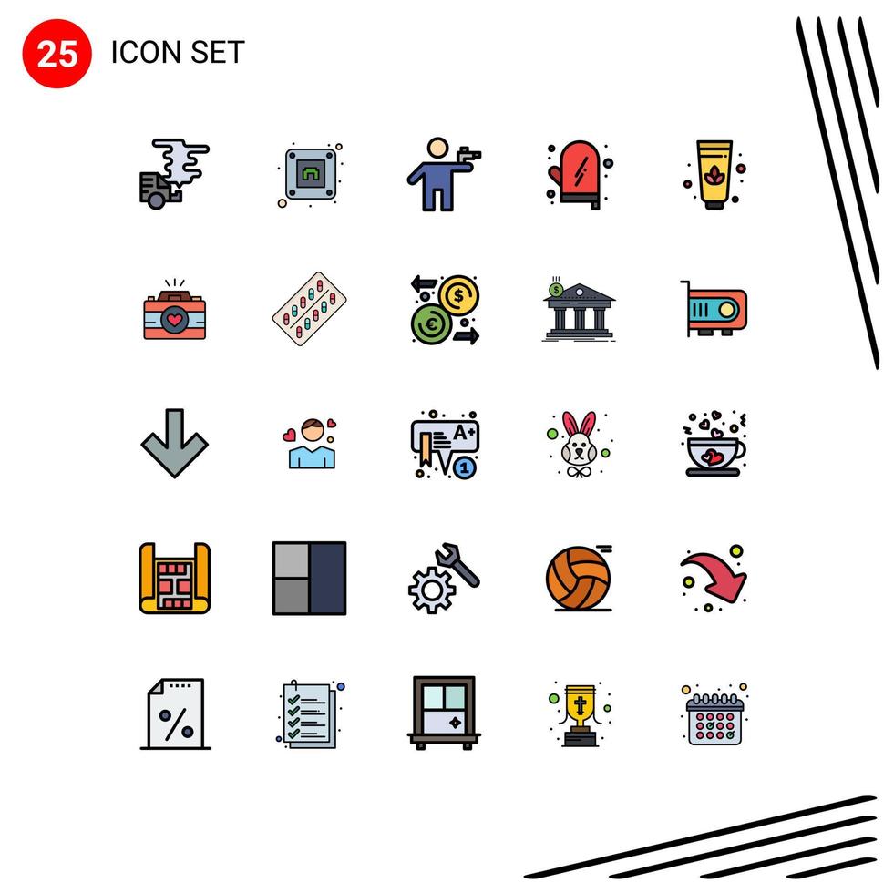pack d'icônes vectorielles de stock de 25 signes et symboles de ligne pour les éléments de conception vectoriels modifiables de tueur de nourriture de pistolet de gant de lotus vecteur