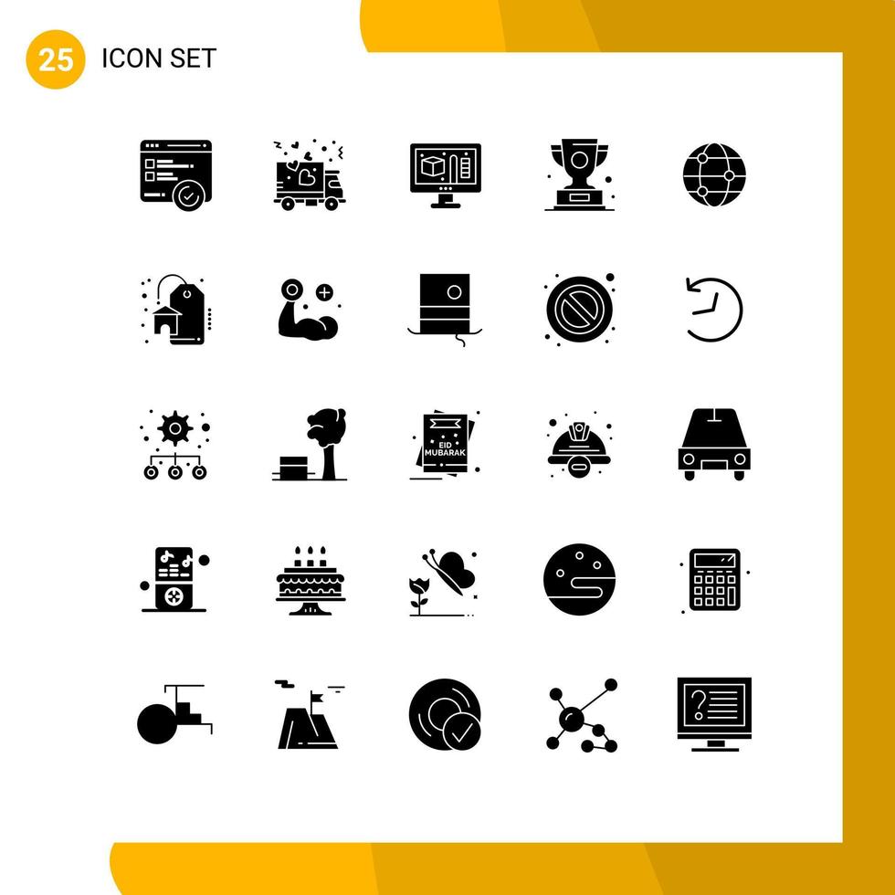 symboles d'icônes universels groupe de 25 glyphes solides modernes de gagnant du prix de voyage éléments de conception vectoriels modifiables vecteur