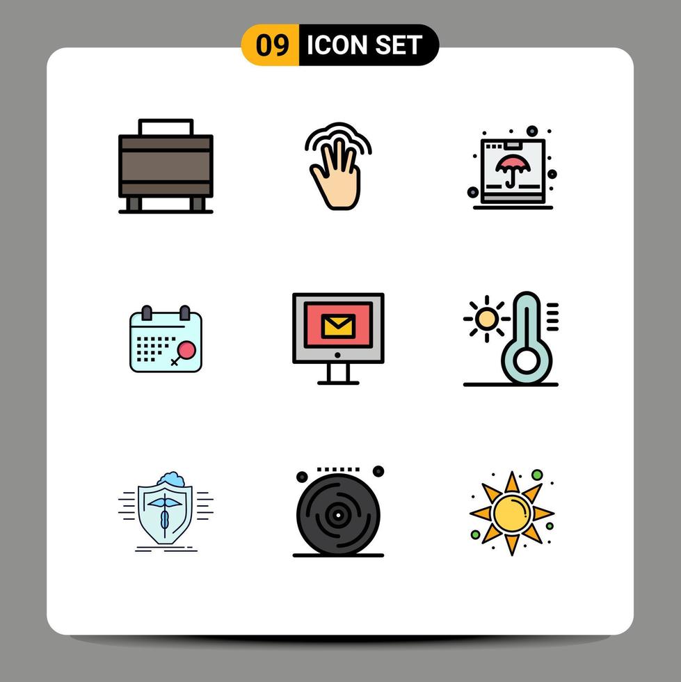 ensemble de 9 symboles d'icônes d'interface utilisateur modernes signes pour le plan de courrier symbole de boîte expédition éléments de conception vectoriels modifiables vecteur