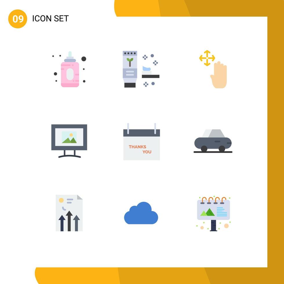 ensemble de 9 symboles d'icônes d'interface utilisateur modernes signes pour thanksgiving automne main curseur calendrier écran éléments de conception vectoriels modifiables vecteur