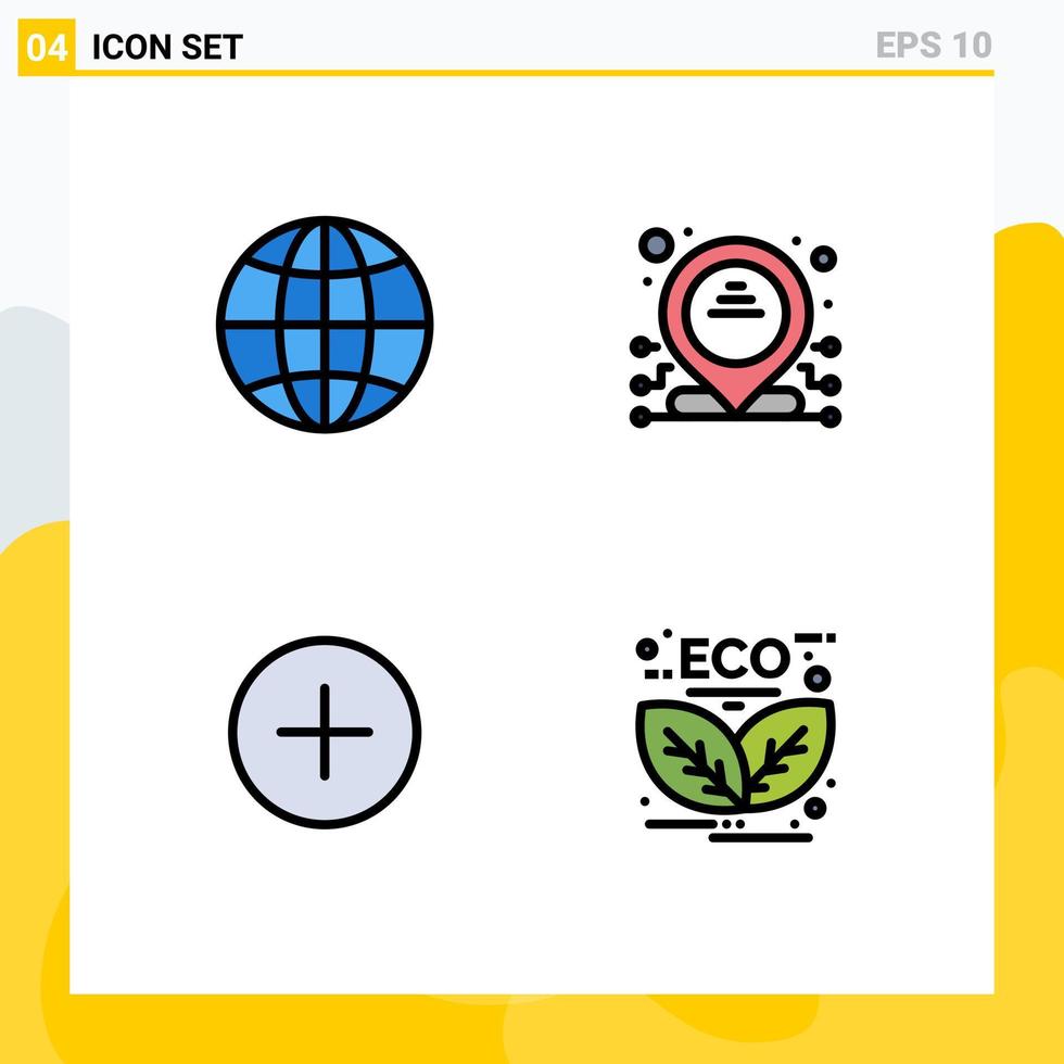4 icônes créatives signes et symboles modernes de conception de contact mondial ip énergie éléments de conception vectoriels modifiables vecteur