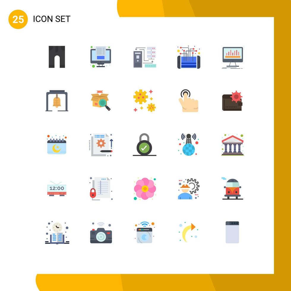 interface mobile couleur plate ensemble de 25 pictogrammes de combinaison de téléphone intelligent informations mobiles éléments de conception vectoriels modifiables vecteur