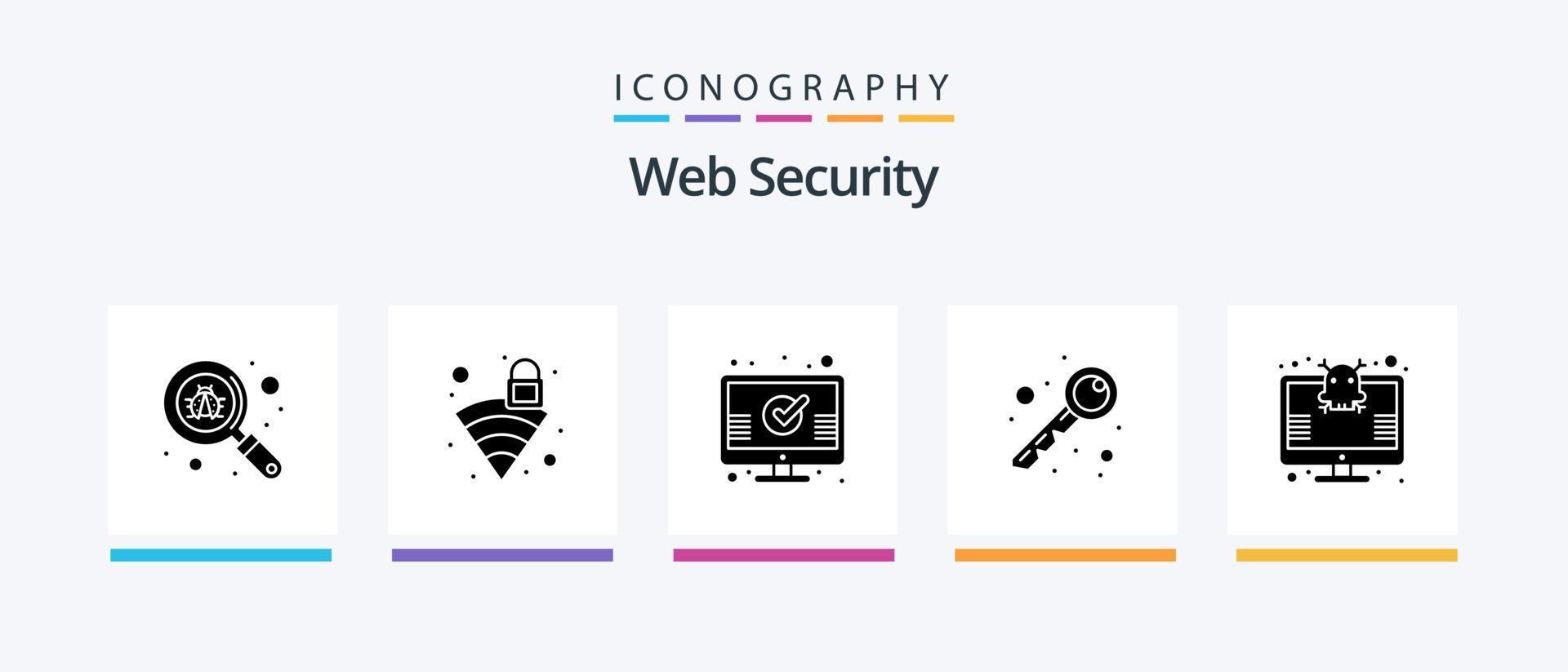 pack d'icônes de glyphe de sécurité Web 5, y compris l'écran. protection. Chèque. Sécurité. clé. conception d'icônes créatives vecteur