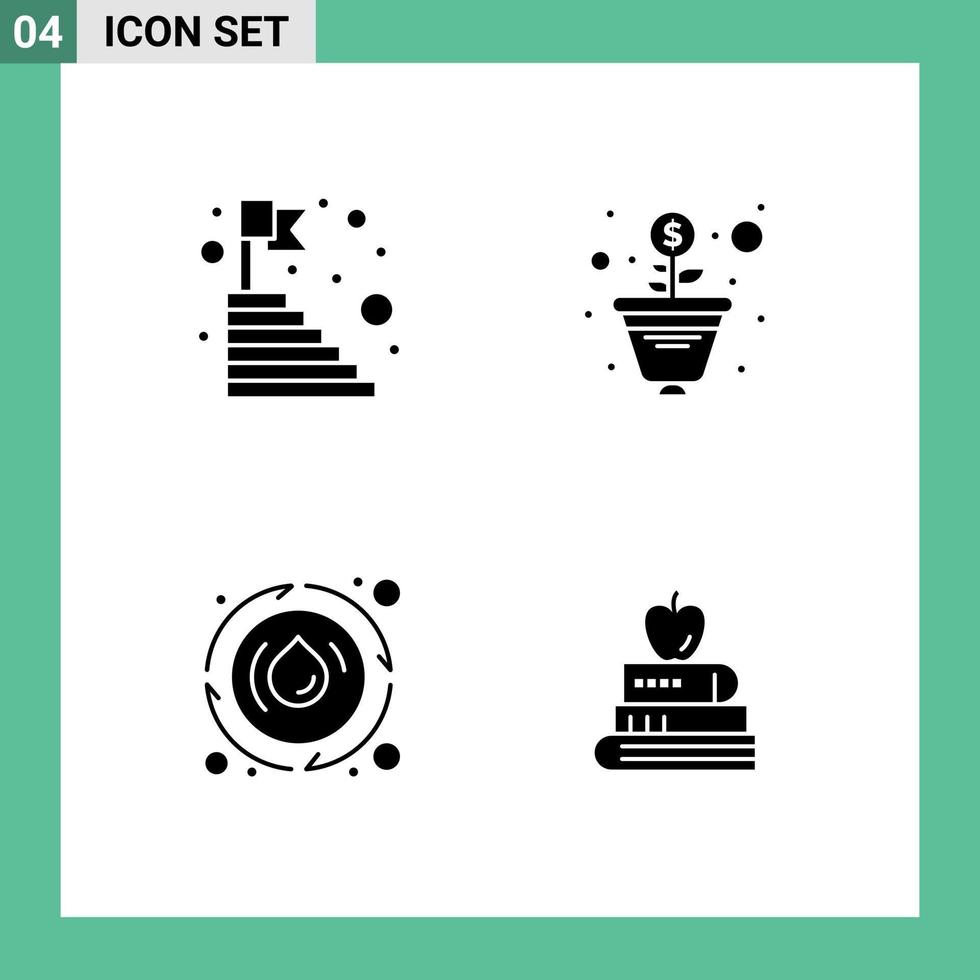 pack d'icônes vectorielles stock de 4 signes et symboles de ligne pour les étapes de printemps de l'âge éléments de conception vectoriels modifiables d'énergie d'argent vecteur