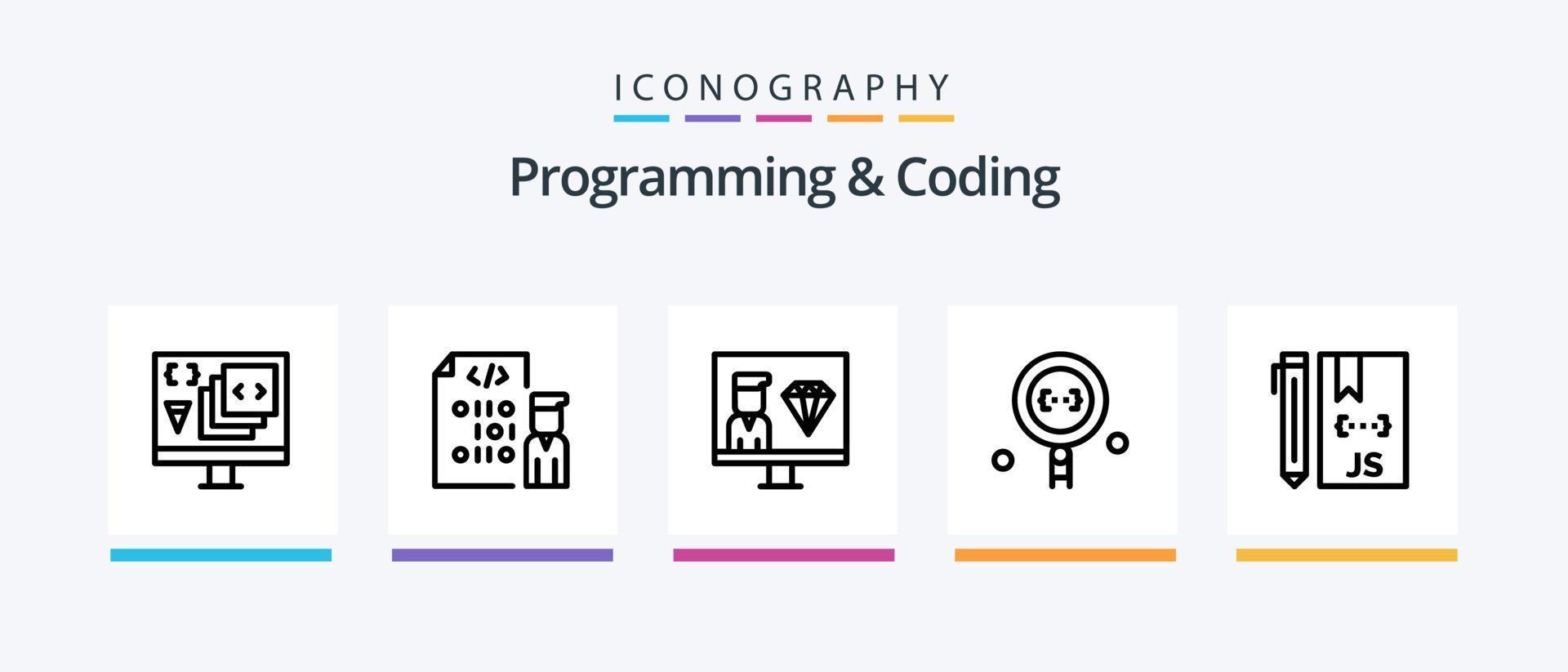 pack d'icônes ligne 5 de programmation et de codage, y compris le fichier. développer. la programmation. la programmation. développer. conception d'icônes créatives vecteur