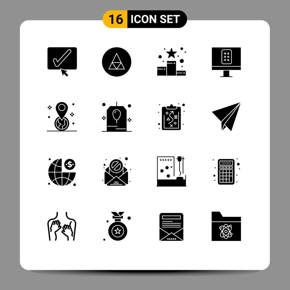 16 icônes créatives signes et symboles modernes de géolocalisation symboles à distance contrôlent le classement des éléments de conception vectoriels modifiables vecteur