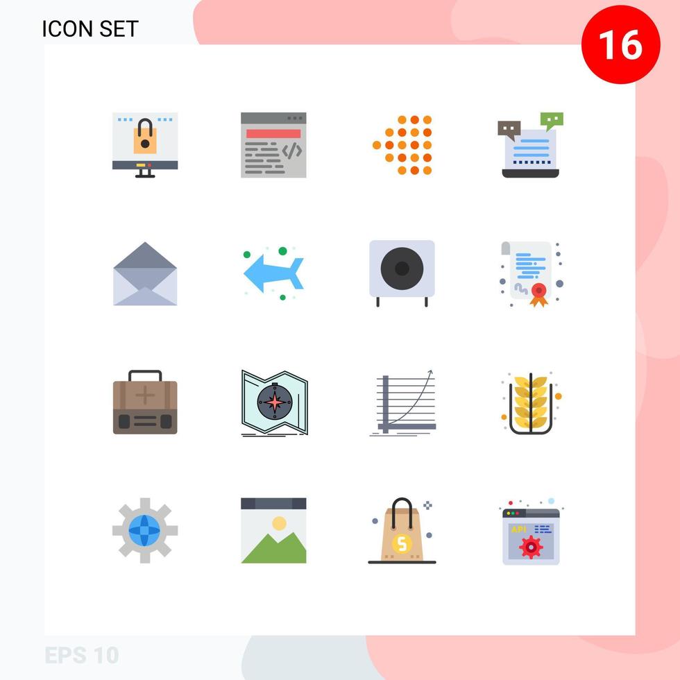 groupe de 16 signes et symboles de couleurs plates pour le courrier valentine arrow panier modifiable pack d'éléments de conception de vecteur créatif