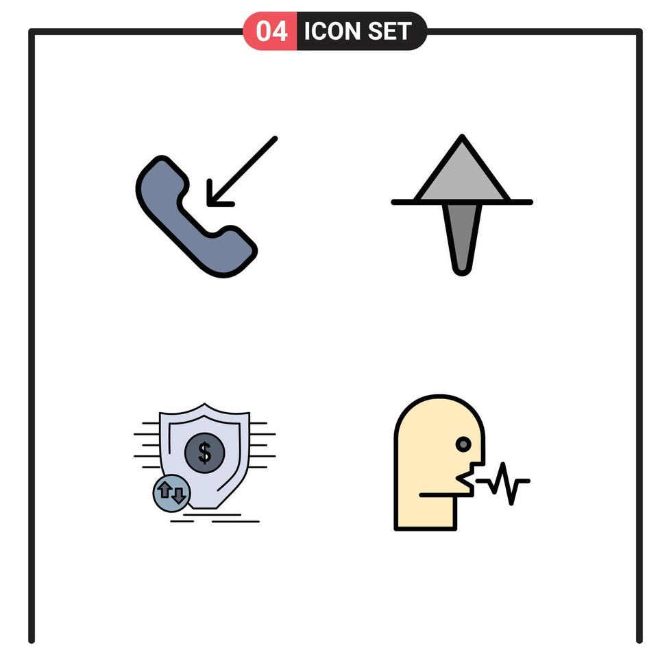 ensemble de 4 pack de couleurs plates remplies commerciales pour appeler de l'argent téléphoner des éléments de conception vectoriels modifiables de sécurité vecteur