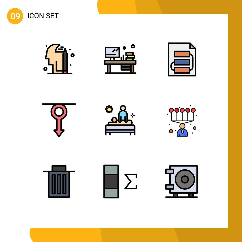9 couleurs plates vectorielles thématiques remplies et symboles modifiables des éléments de conception vectoriels modifiables du fichier homme arrière vecteur