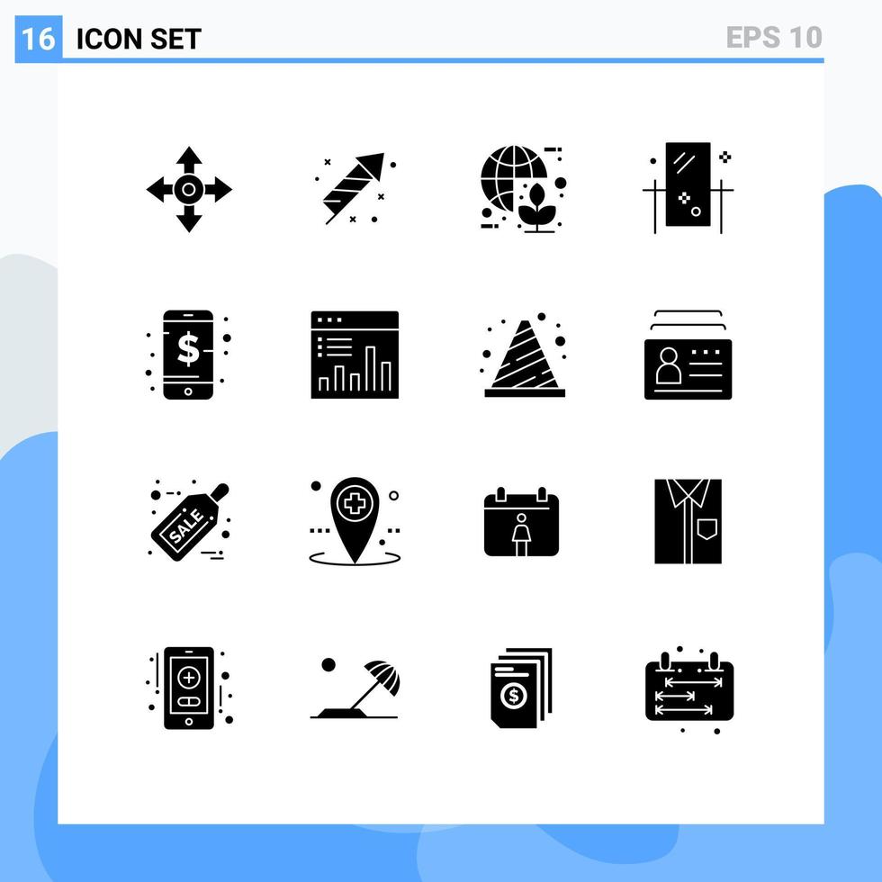 ensemble de 16 symboles d'icônes d'interface utilisateur modernes signes pour la réflexion toilettage éléments de conception vectoriels modifiables énergétiques de la commode globale vecteur