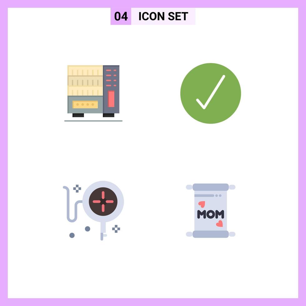 pictogramme ensemble de 4 icônes plates simples de meubles shopping tiroir carte complète éléments de conception vectoriels modifiables vecteur