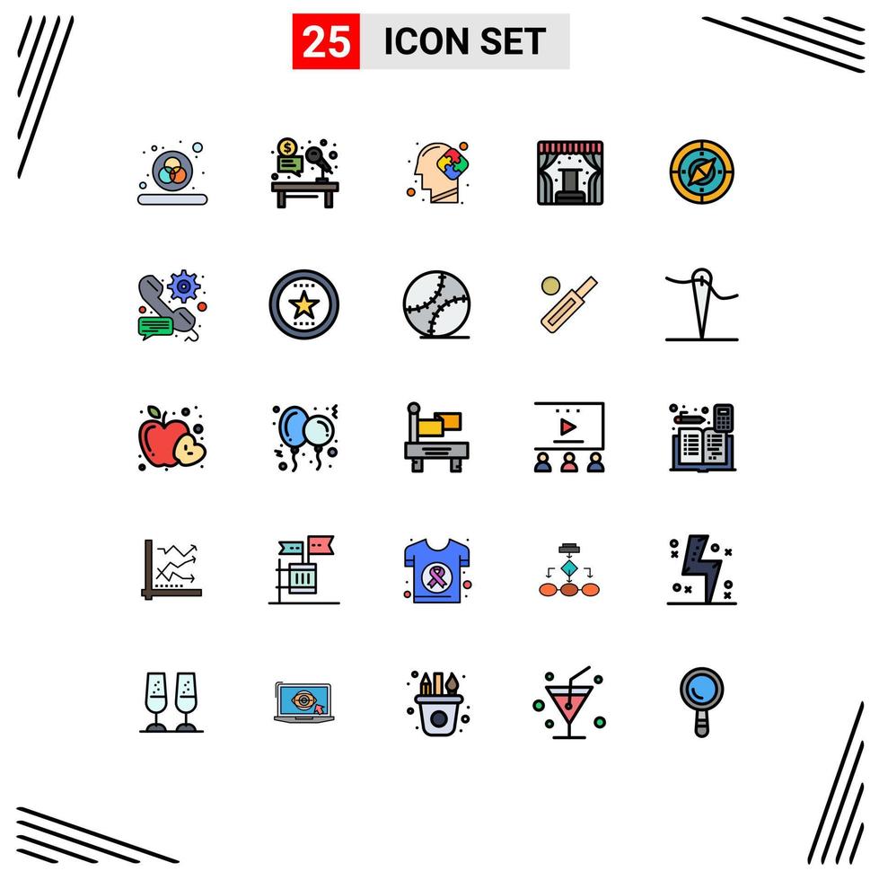 symboles d'icônes universels groupe de 25 couleurs plates modernes de ligne remplie de navigateur commerce concert de scène humaine éléments de conception vectoriels modifiables vecteur