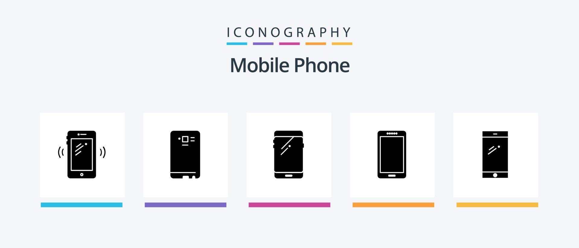 pack d'icônes de glyphe de téléphone portable 5 comprenant. dos. Samsung. portable. conception d'icônes créatives vecteur