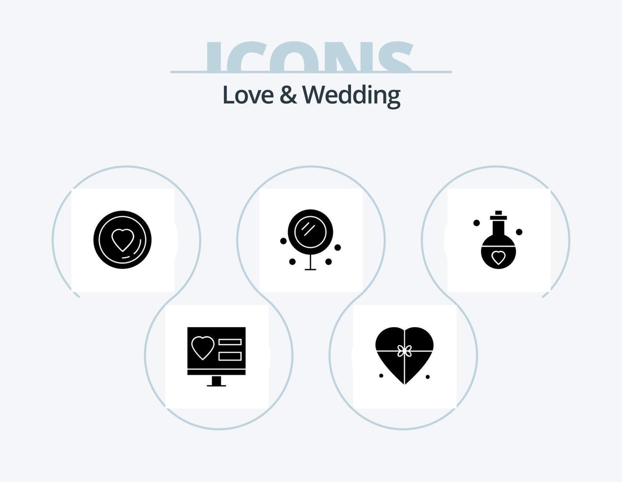 pack d'icônes de glyphe d'amour et de mariage 5 conception d'icônes. l'amour. produits de beauté. l'amour. amoureux vecteur