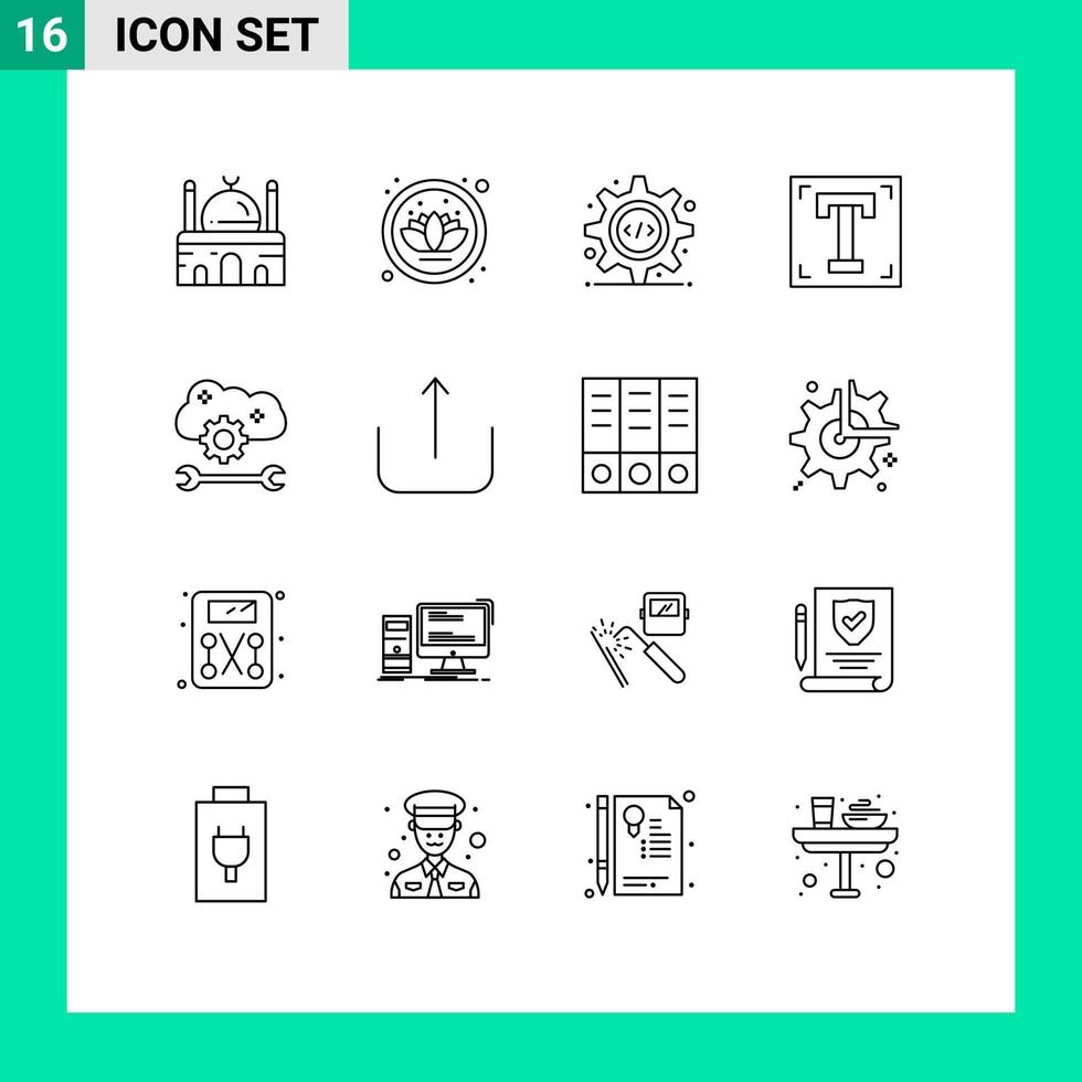 pack d'icônes vectorielles stock de 16 signes et symboles de ligne pour le programme de service d'application cloud concepteur de chemin html éléments de conception vectoriels modifiables vecteur