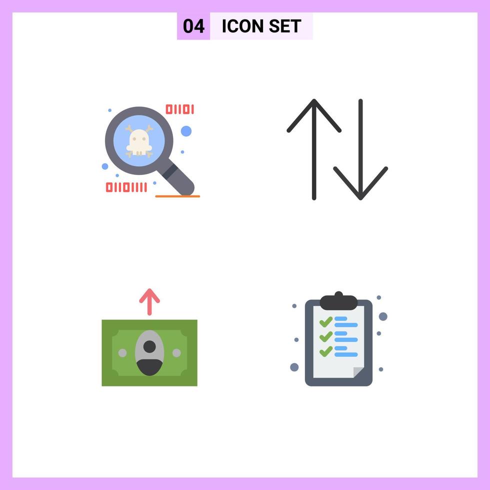 ensemble de 4 symboles d'icônes d'interface utilisateur modernes signes pour l'école d'espionnage à l'envers de l'argent 5 éléments de conception vectoriels modifiables vecteur