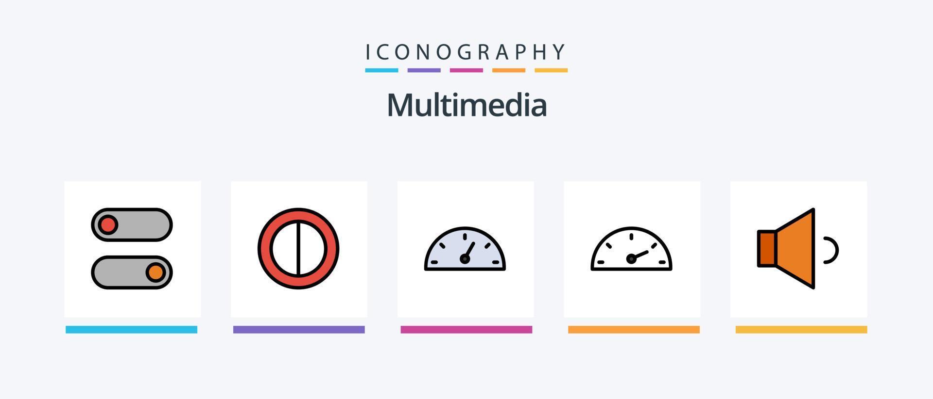 ligne multimédia remplie de 5 packs d'icônes comprenant. basculer. changer. conception d'icônes créatives vecteur