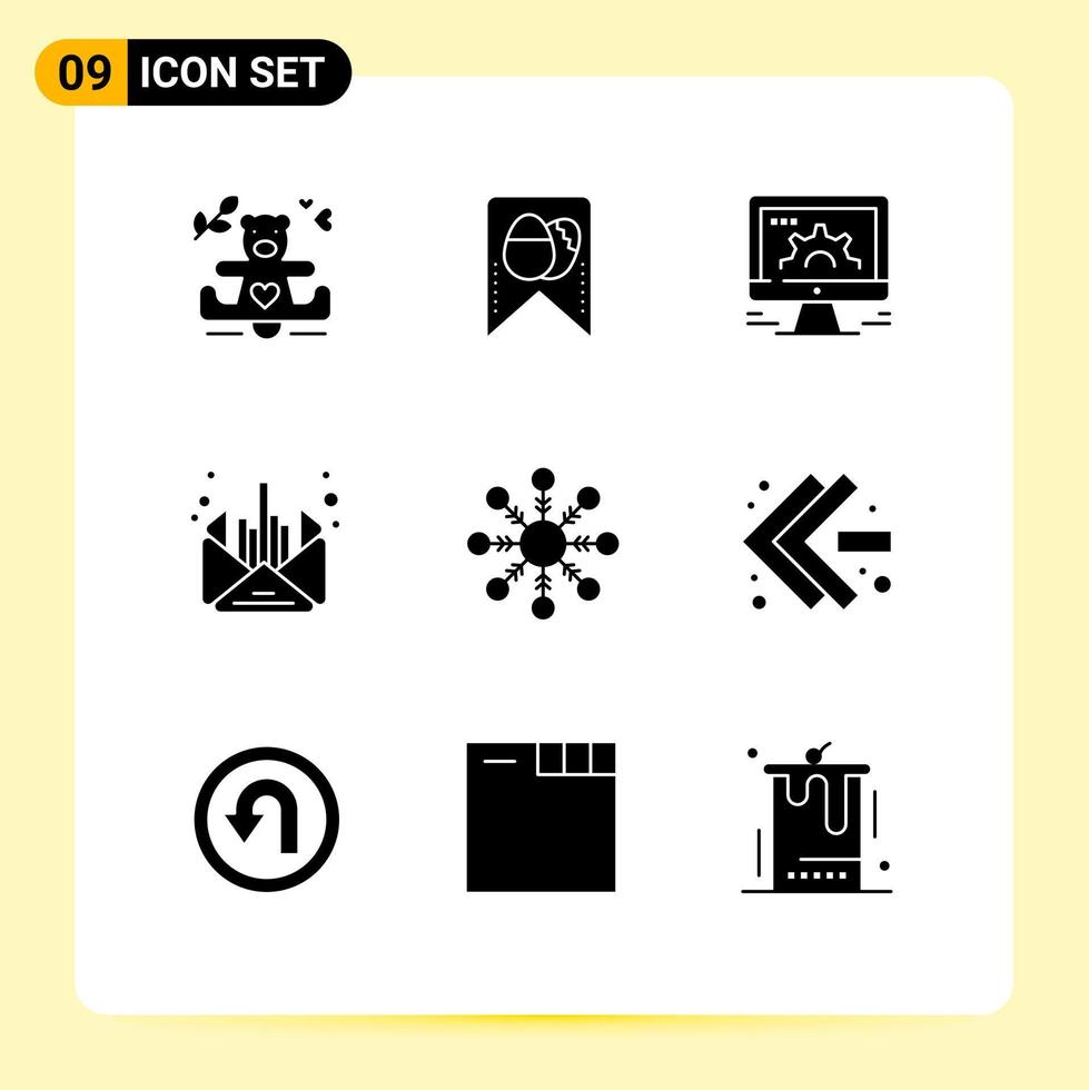 ensemble de 9 symboles d'icônes d'interface utilisateur modernes signes pour message de neige en ligne courrier d'affaires éléments de conception vectoriels modifiables vecteur