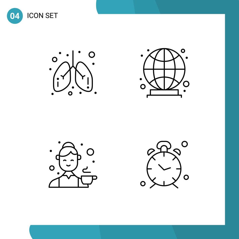 ensemble de 4 symboles d'icônes d'interface utilisateur modernes signes pour les soins féminins monde médical thé éléments de conception vectoriels modifiables vecteur