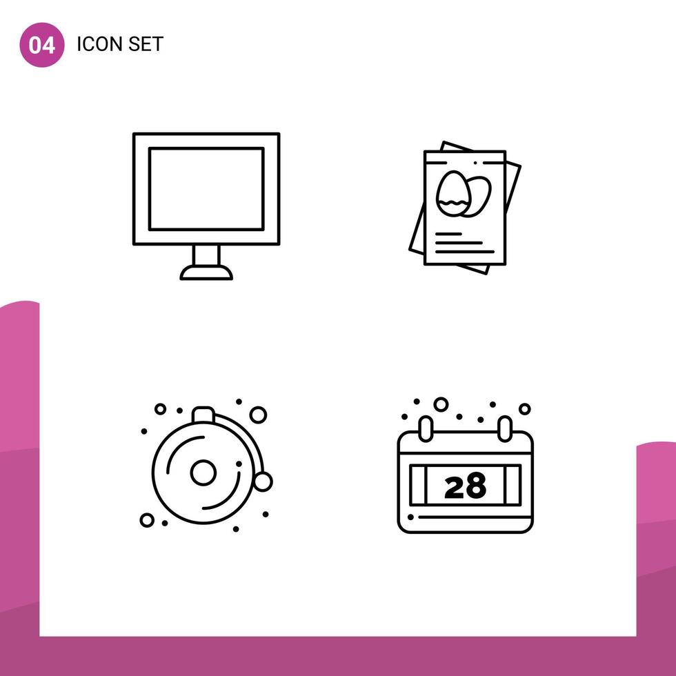 pack de lignes vectorielles modifiables de 4 couleurs plates remplies simples d'école d'informatique passpoet date de pâques éléments de conception vectoriels modifiables vecteur