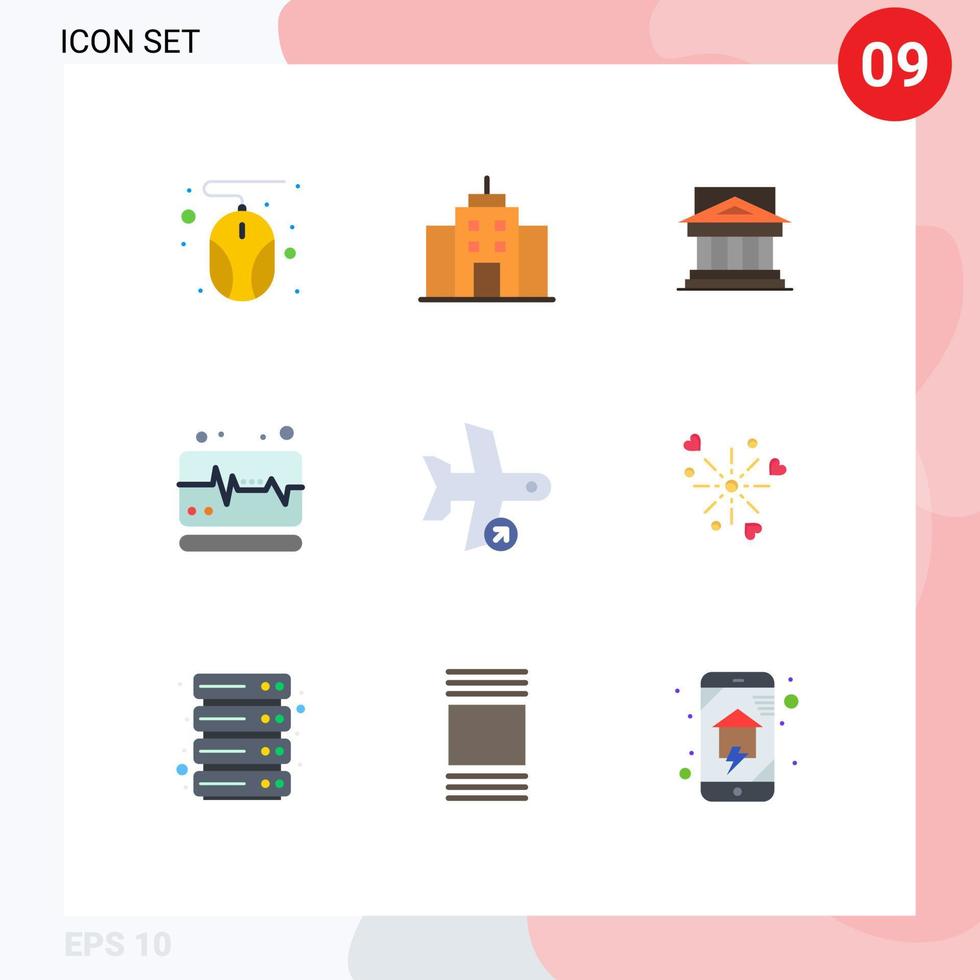 9 couleurs plates universelles définies pour les applications web et mobiles impulsion architecture médicale propriété gouvernement éléments de conception vectoriels modifiables vecteur