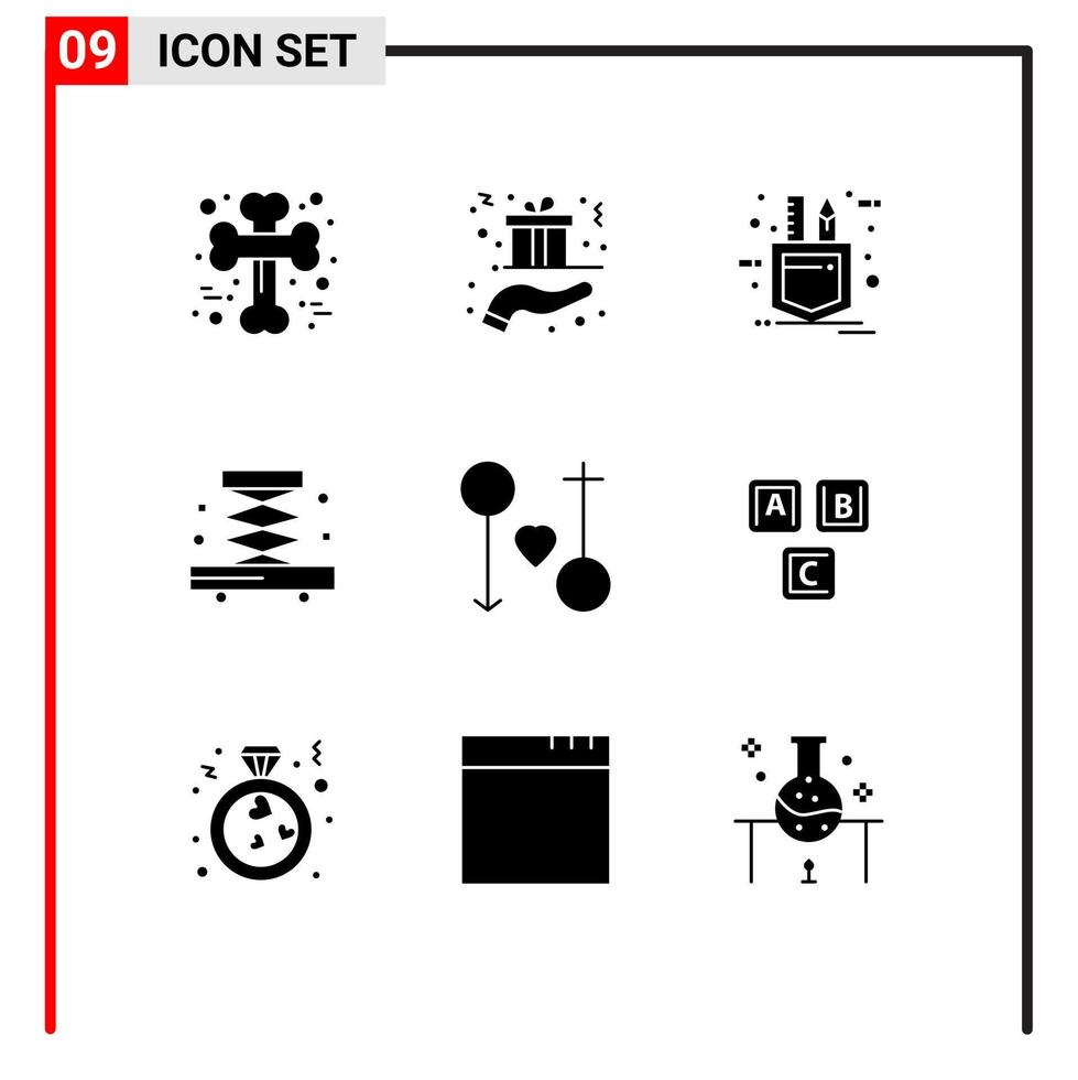 9 icônes créatives signes et symboles modernes des outils de construction de main de l'industrie féminine éléments de conception vectoriels modifiables vecteur