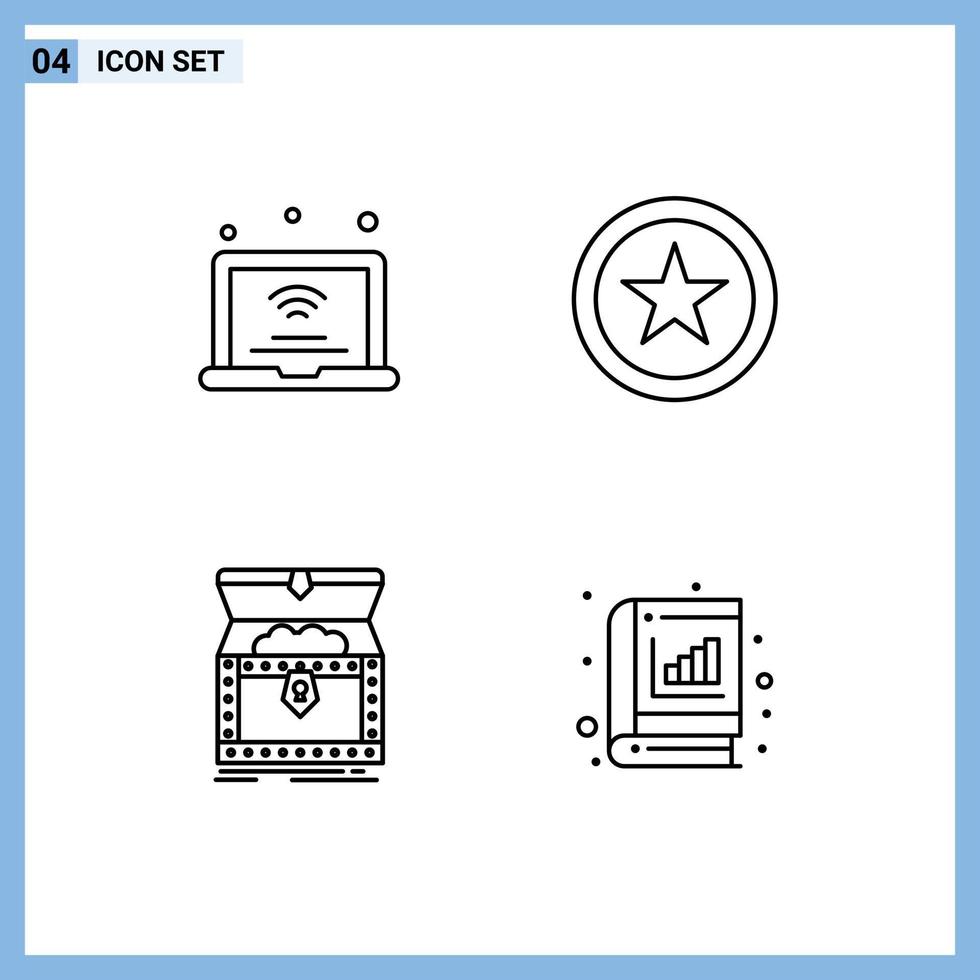 4 icônes créatives signes et symboles modernes de l'interface iot du coffre pour ordinateur portable récompensent les éléments de conception vectoriels modifiables vecteur